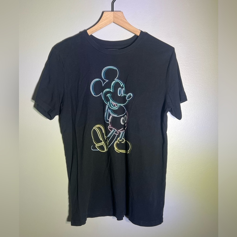 Disney Mickey Mouse Neon Mickey Mouse Black T-Shirt - Large - Unisex